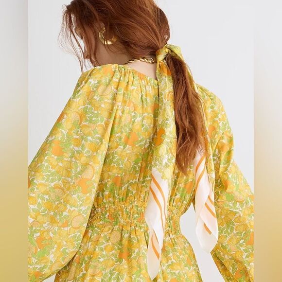 J Crew V-neck Cotton Lawn Mini Dress in Limone Print NWT - Picture 3 of 10